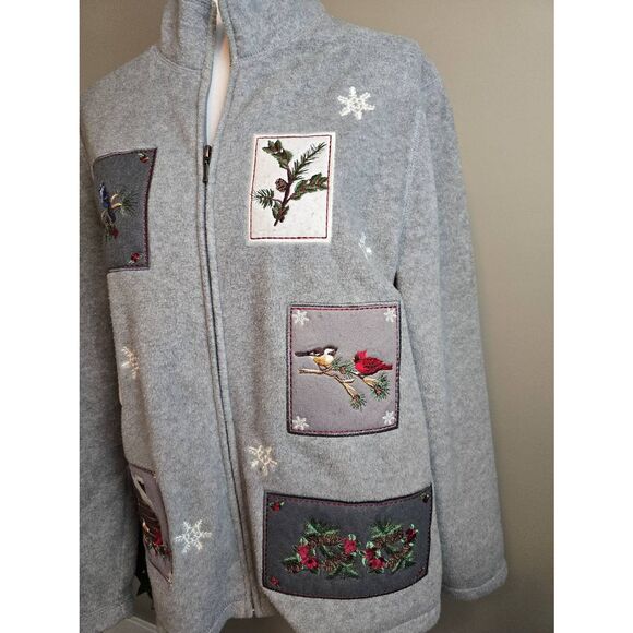 Croft & Barrow Cardigan Sz L Gray Patchwork - Picture 2 of 9